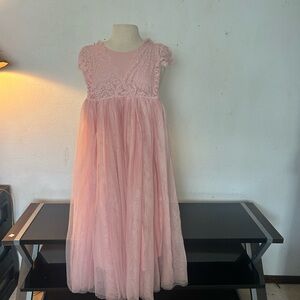 Elegant Pink Lace Kids Formal Dress
